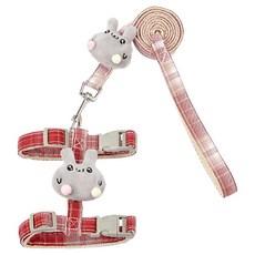 둥둥펫 고양이 큐티버니 하네스 + 리드줄 세트, 레드, 1세트