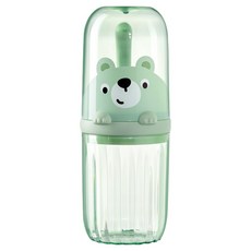 한봄누리 휴대용 투명 칫솔케이스 손잡이 양치컵, 그린, 1개