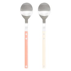 Bogen Sentier 餐具 韓式湯匙, 1套, 湯匙 2款, 銀色 + 蜜桃色, 銀色 + 香草色