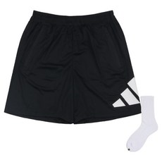 Adidas 男性 Essentials Logo 短褲 IB8121 + Welldone 襪子套組
