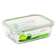 발룬피니 내열강화유리 직사각 밀폐용기, 1개, 370ml