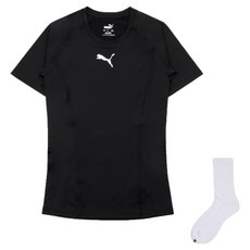 Puma 男款 LIGA Baselayer 短袖T恤 655918-03 + Welldone 襪子套組