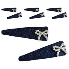 Fashion Flow 清純丹寧休閒三角滴答夾蝴蝶結 4入