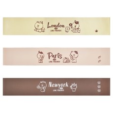 Tumaz 月熊 LINE FRIENDS 橡膠彈力帶3件組, 1組, 粉色 + 黃色 + 棕色