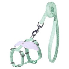요런개 반려동물 심플 I형 가슴 하네스 + 리드줄 세트, 06 날개 그린, 1세트