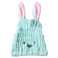 樂居家 珊瑚絨可愛吸水乾髮帽, 綠色, 1個