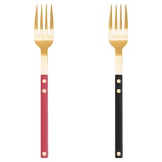 보겐 쌍띠에 커트러리 디너 포크 2종 세트, 골드 + 카민레드, 골드 + 블랙, 1세트