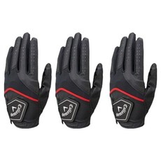 Callaway 卡拉威 2023合成皮革高爾夫手套 左手用23號, 黑色, 3個
