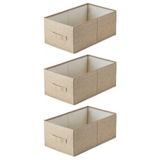 일상포인트 패브릭 면 수납함 40 x 24 x 17 cm, 베이지, 3개