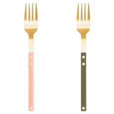 Bogen Sentier 餐具正餐叉2件組, 1套, 金色 + 蜜桃色, 金色 + 酪梨綠