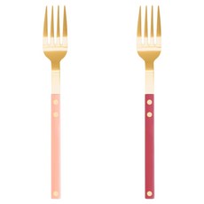 Bogen Sentier 餐具正餐叉2件組, 1套, 金色 + 蜜桃色, 金色 + 胭脂紅