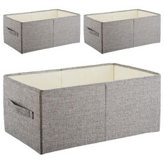 日常重點 布棉收納箱 40 x 24 x 17 cm, 3個, 灰色