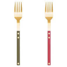 Bogen Sentier 餐具正餐叉2件組, 1套, 金色 + 酪梨綠, 金色 + 胭脂紅