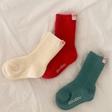 doudou n somn 兒童棉質羅紋襪3雙組
