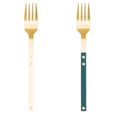 Bogen Sentier 餐具正餐叉2件組, 1套, 金色 + 香草白, 金色 + 水藍色