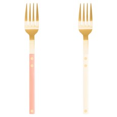 Bogen Sentier 餐具正餐叉2件組, 1套, 金色 + 蜜桃色, 金色 + 香草白