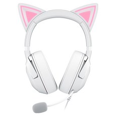 레이저 Kraken Kitty V2 스트리밍 고양이귀 RGB 헤드셋, RZ04-04730600-R3M1, 화이트