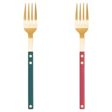 Bogen Sentier 餐具正餐叉2件組, 1套, 金色 + 水藍色, 金色 + 胭脂紅