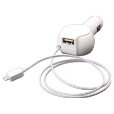 Coms USB 1P Micro 自動捲線 2.1A DC 點菸器 70cm, 白色, VC909