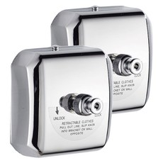 新錸家居 304不鏽鋼隱形伸縮曬衣繩 方形 免釘款 3.8m, 2個, 不鏽鋼色