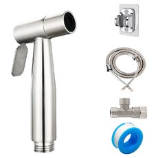 Reddot 紅點生活 不鏽鋼增壓馬桶噴槍沖洗器組 不鏽鋼噴頭軟管組 附無痕貼掛架, 1組, 單一顏色
