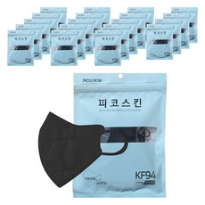 피코스킨 참조은 2D 마스크 중형 성인용 KF94, 블랙, 20개, 5개입