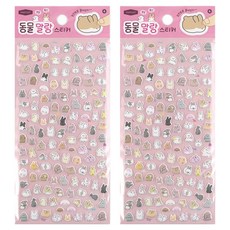 핑크풋 동물 말랑 스티커 4 토끼, 혼합색상, 2개