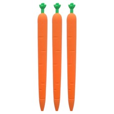 핑크풋 당근 노크 볼펜 0.7mm, 혼합색상, 3개
