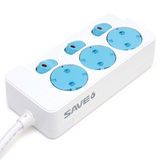 SaveS 自動滅火安全蓋獨立省電型3孔延長線, 1個, 白色, 3m