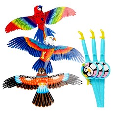 傳統釣魚線輪 3入 + 鳥形傳統風箏 3入 隨機出貨組合, 1套