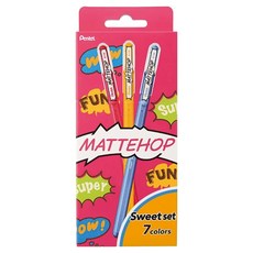 Pentel 飛龍文具 Matte Hop 原創裝飾中性筆 7件組 1.0mm K110-V7STB, 1套, 混合色