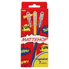 Pentel 飛龍文具 Mat Hop原創裝飾凝膠筆 7種組 K110-V7STA, 紅色、藍色、橙色、紫色、黃色、黑色、綠色, 1套