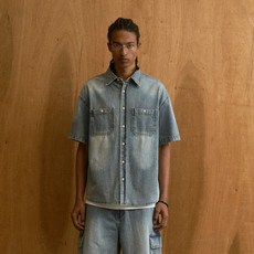 Beentrill 復古水洗雙口袋牛仔襯衫 BA252SI052