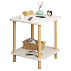 HAPPY LiFE 雙層方形茶几 40cm 11207, 暖白色