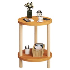 HAPPY LiFE 雙層圓形茶几 40cm 11208, 原木色