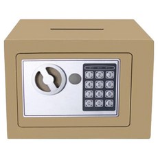 윰스 디지털 상단 투입 미니 안전금고, 23 x 17 x 17 cm, 골드