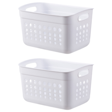 小麥購物 簡約置物收納籃 L1040, 2個, 白色