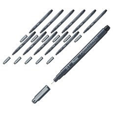 펜텔 포인트라이너 수성 드로잉펜 0.1mm S20P-1A, 블랙, 12개