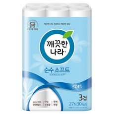 KleanNara 可綠納樂 純粹柔軟衛生紙 3層, 27m, 30捲, 1袋