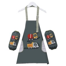 Bareunliving 兒童用 Bebeco 防水圍裙 XL + 袖套 FREE 套組, 1套, 汽車