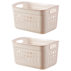 小麥購物 簡約置物收納籃 L1040, 2個, 米色