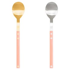 Bogen Santier 韓式餐具湯匙2件組, 1套, 單品, 金色蜜桃, 銀色蜜桃