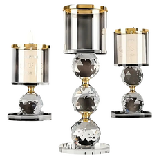 TREOVA 小巧精美燭台 大 7 x 20 cm + 中 7 x 15 cm + 小 7 x 12 cm 套組, 混合色