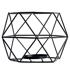 Treova 現代優雅燭台 13 x 10 cm, 黑色單個幾何燭台
