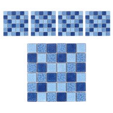 MONESPACE 瓷質馬賽克磁磚 48mm, 波浪海洋藍亮光, 5個