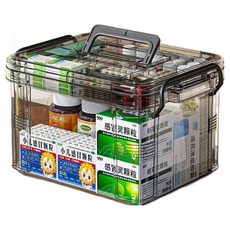 거친언니 투명 구급상자 가정약품 보관함 투명 그레이, 1개