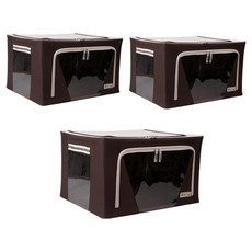 可折疊大容量收納箱 88L, 素面棕色, 3個