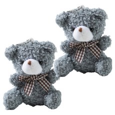 Allwelly 熊熊娃娃情侶鑰匙圈飾品鑰匙扣 TSP2637, 2個, 8cm, 灰色