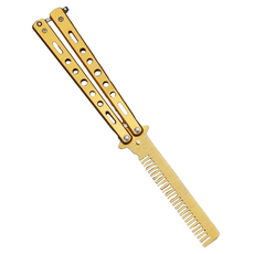 Modeunlead 便攜式蝴蝶刀梳 摺疊梳, 1個, 金色