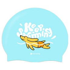 KeepSwimming Puppy Paddle 長髮專用矽膠舒適泳帽, 水藍色, 1個